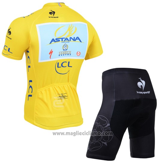 2014 Abbigliamento Ciclismo Tour de France Lider Astana Lider Giallo Manica Corta e Salopette